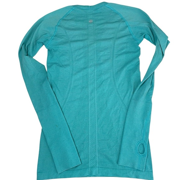 lululemon Swiftly Tech Long Sleeve Scoop Heathered Blue Tropics Sz 4 - Picture 14 of 15
